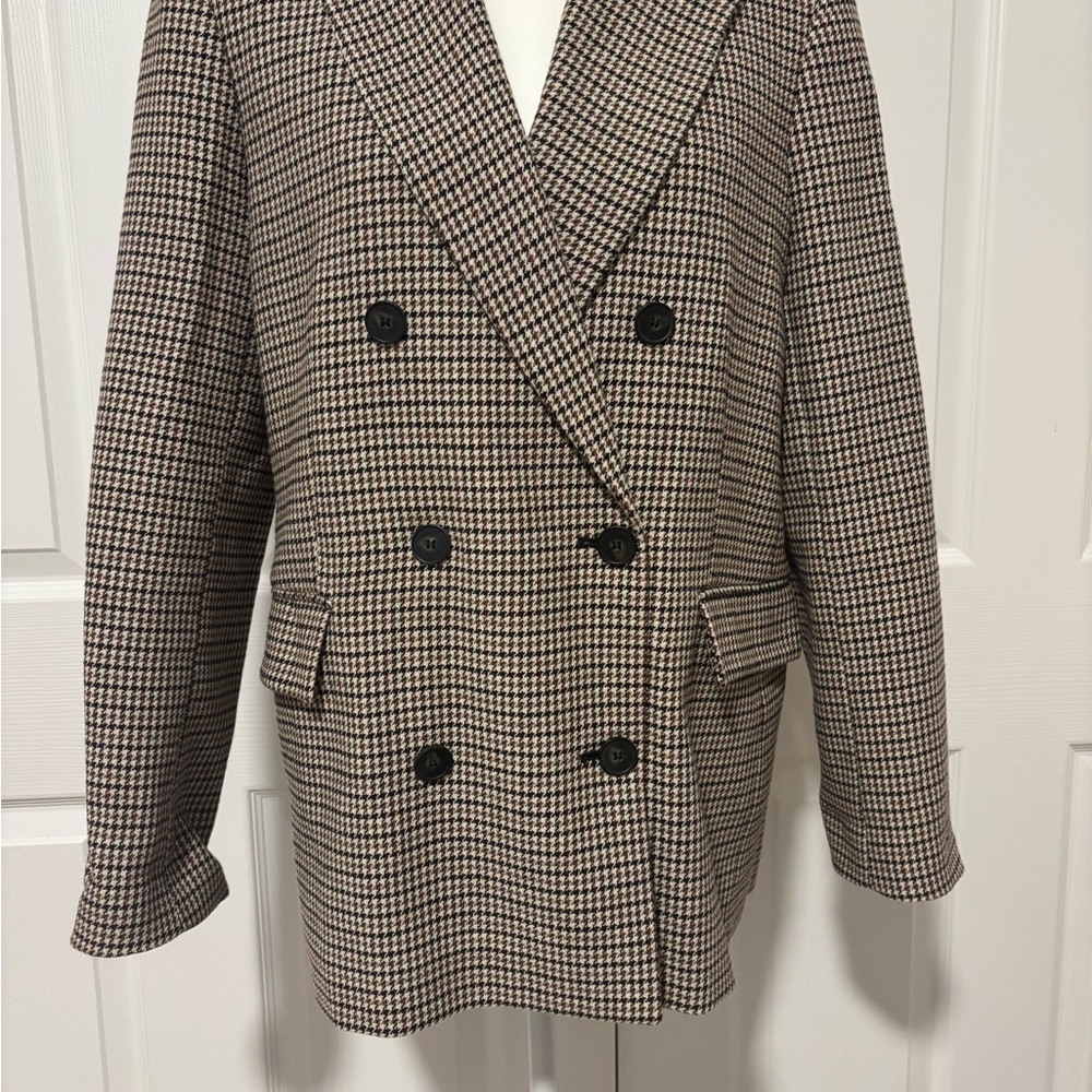 Maje Black and Cream Houndstooth Blazer